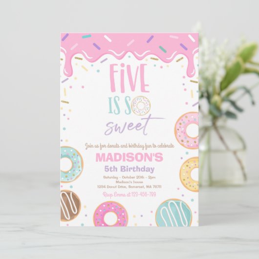 Donut 5th Birthday Party Five is zo lief Kaart (Staand voorkant)