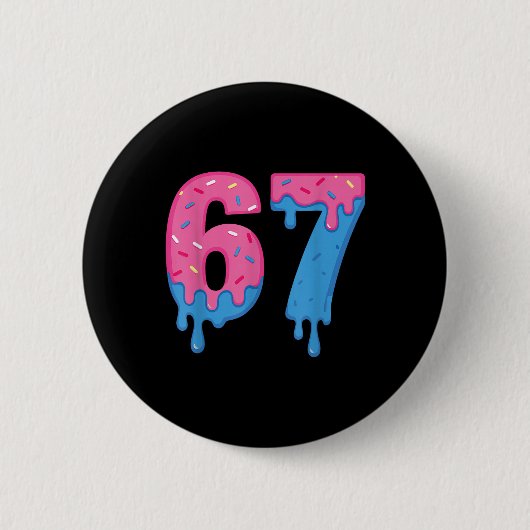 Donut 67 Meme Fun Six Seven Sprinkles Design  Ronde Button 5,7 Cm (Voorkant)