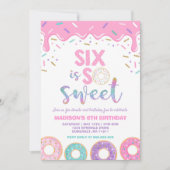 Donut 6e Verjaardag Nodig Donut Six is Sweet Kaart (Voorkant)
