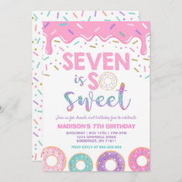 Donut 7e Verjaardag Uitnodigen Donut Seven is Swee Kaart