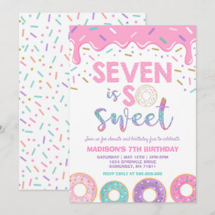 Donut 7th Birthday nodigt donut Seven is zoet Kaart