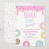 Donut 7th Birthday party Seven is zo lief Kaart (Voorkant / Achterkant)