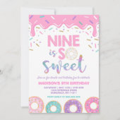 Donut 9th Birthday Invite Donut Nine is zoet Kaart (Voorkant)