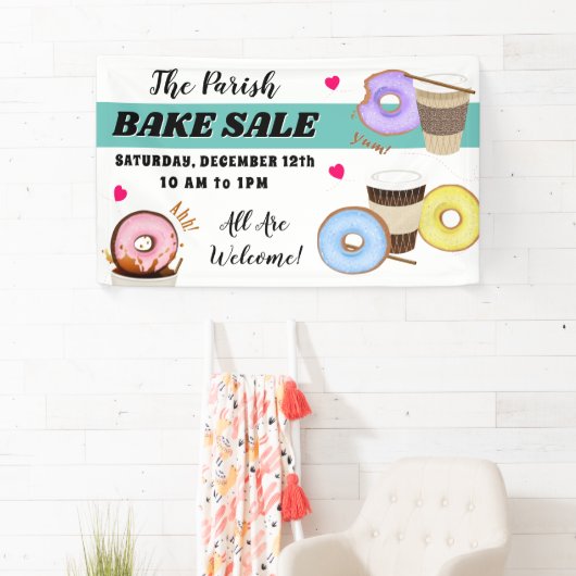 Donut and Coffee Bake Sale Spandoek (Insitu)