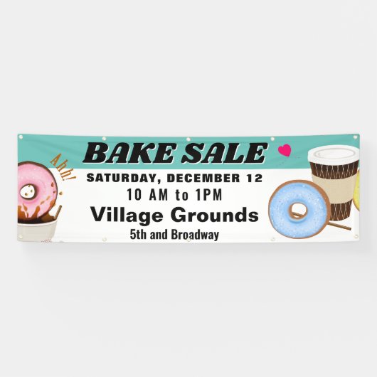 Donut and Coffee Bake Sale Spandoek (Horizontaal)