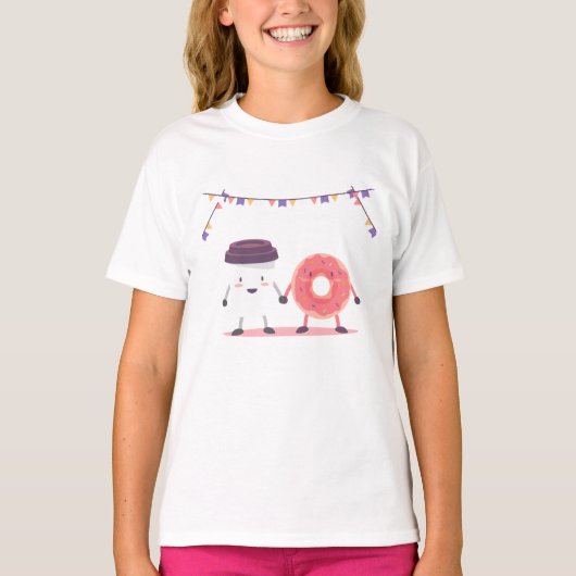 Donut and Coffee Best Friend T-shirt (Voorkant)
