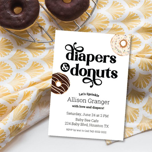 Donut and Diapers Baby Sprinkle Invitation Kaart