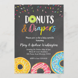 Donut and Diapers Chalkboard Baby Sprinkle Kaart