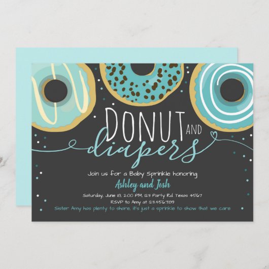 Donut and Diapers Sprinkle Boy Coed Baby shower Kaart (Voorkant / Achterkant)