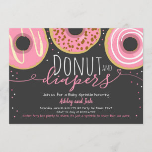 Donut and Diapers Sprinkle Girl Coed Baby shower Kaart