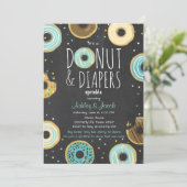 Donut and Diapers Sprinkle nodigen Boy Coed douche Kaart (Staand voorkant)