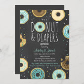 Donut and Diapers Sprinkle nodigen Boy Coed douche Kaart (Voorkant / Achterkant)