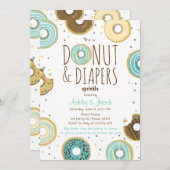 Donut and Diapers Sprinkle nodigen Boy Coed douche Kaart (Voorkant / Achterkant)