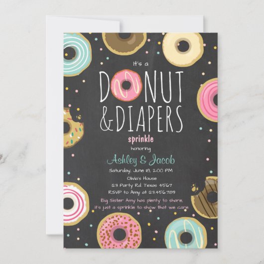 Donut and Diapers Sprinkle-uitnodiging Code douche Kaart (Voorkant)