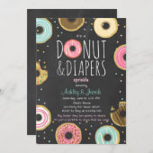Donut and Diapers Sprinkle-uitnodiging Code douche Kaart (Voorkant / Achterkant)