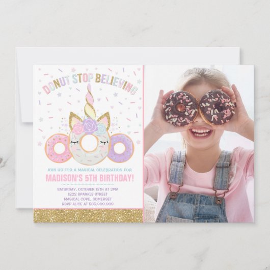 Donut and Unicorn nodiging niet meer te geloven Kaart (Voorkant)