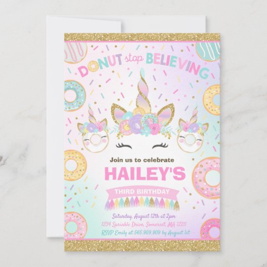 Donut and Unicorn nodiging niet meer te geloven Kaart (Voorkant)