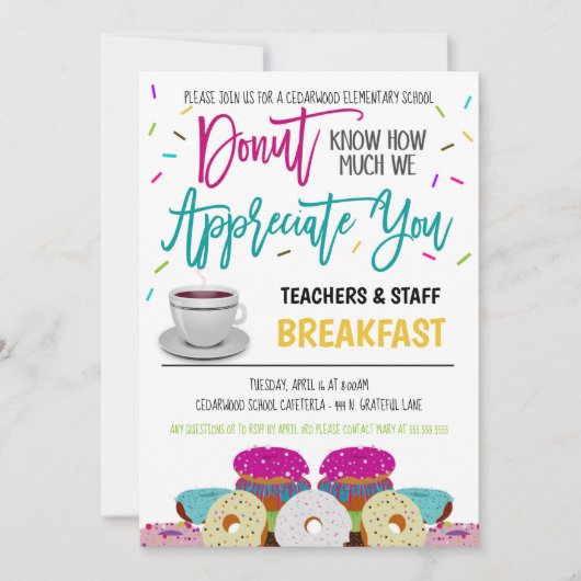 Donut Appreciation Invitation Kaart (Voorkant)