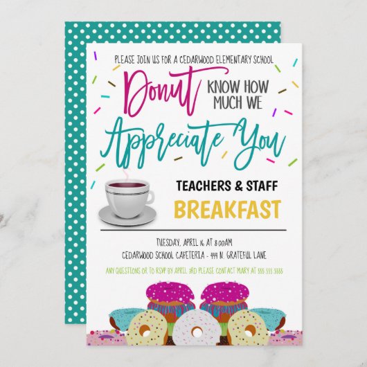 Donut Appreciation Invitation Kaart (Voorkant / Achterkant)