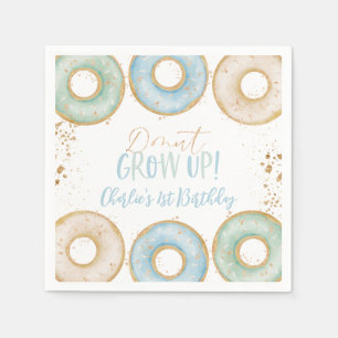 Donut Aqua Gold 1ste verjaardag Napkins Boys Birth Servet