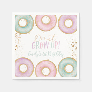 Donut Aqua Gold 1ste verjaardag Napkins Donut groe Servet