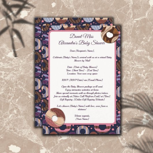 Donut Baby Meisje Paarse Douche per Mail Kaart