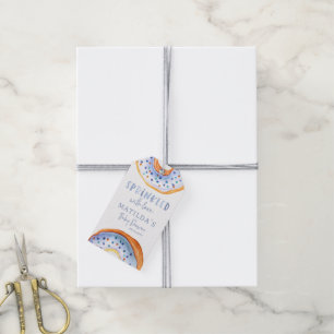 Donut baby shower Blauw Dank u Modern Cadeaulabel