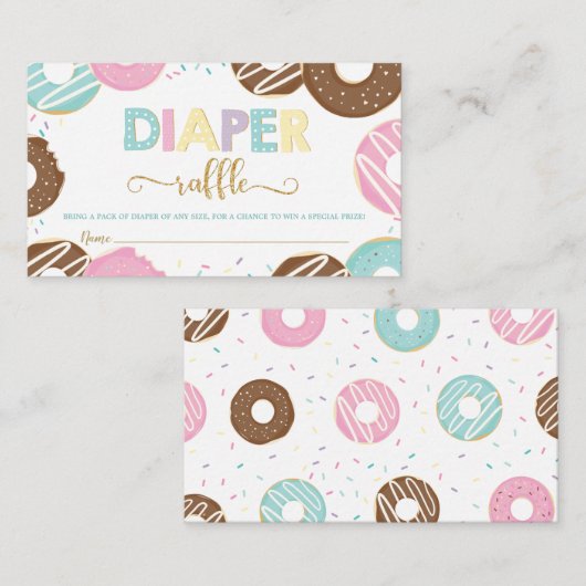 Donut Baby shower Doughnut Girl Diaper Raffle Informatiekaartje (Voorkant / Achterkant)