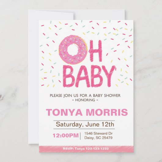 Donut Baby shower Invitation (meisje) Kaart (Voorkant)