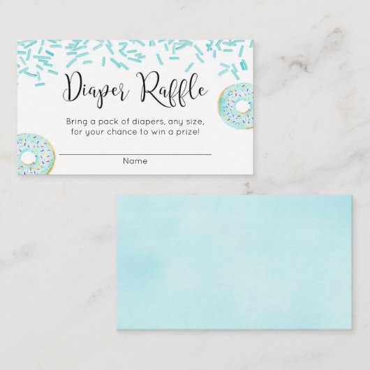 Donut baby shower jongen blauw luidoperraffel informatiekaartje (Voorkant / Achterkant)