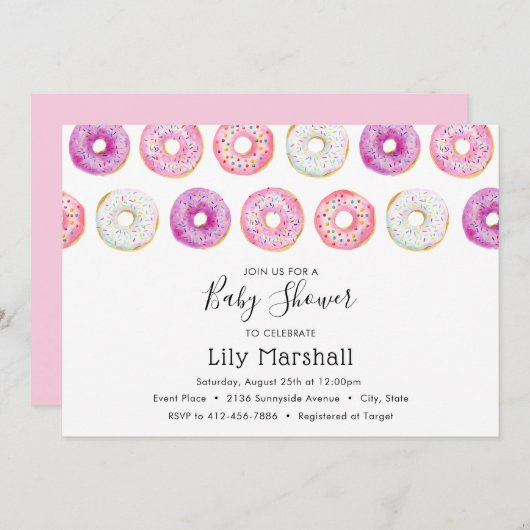 Donut-Baby shower Kaart (Voorkant / Achterkant)