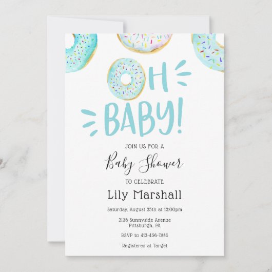 Donut-Baby shower Kaart (Voorkant)