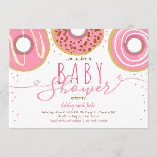 Donut Baby shower Meisje Roze Donut Baby shower Kaart
