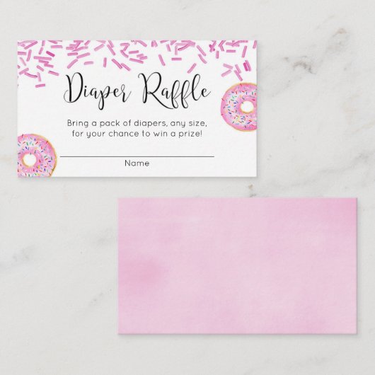 Donut baby shower meisje roze luier verloting informatiekaartje (Voorkant / Achterkant)