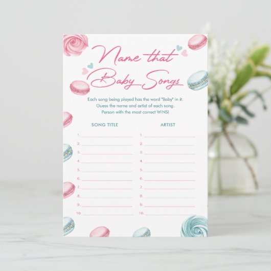 Donut Baby shower naam die Baby liedjes spel Kaart (Staand voorkant)