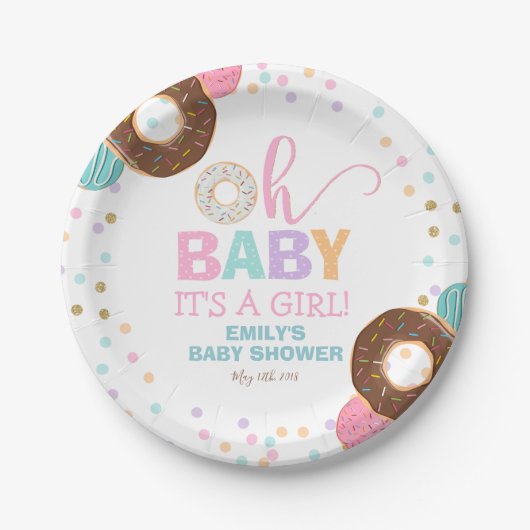 Donut Baby shower Party Paper Bord 7" Donut Party (Voorkant)