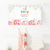 Donut Baby shower regenboog kleurige achtergrondpl Spandoek (Insitu)