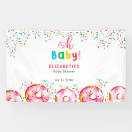Donut Baby shower regenboog kleurige achtergrondpl Spandoek