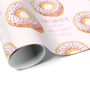 donut baby shower roze girly schattig welkom cadeaupapier