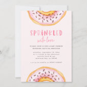 donut baby shower roze meisjesachtig modern leuk aankondiging (Voorkant)