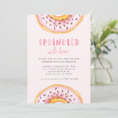 donut baby shower roze meisjesachtig modern leuk aankondiging (Staand voorkant)