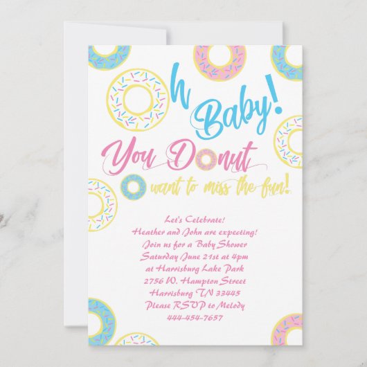 Donut Baby shower Sprinkle Gender Neutraal Kaart (Voorkant)