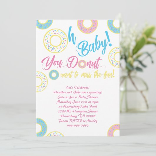 Donut Baby shower Sprinkle Gender Neutraal Kaart (Staand voorkant)