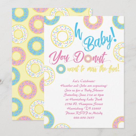 Donut Baby shower Sprinkle Gender Neutraal Kaart (Voorkant / Achterkant)