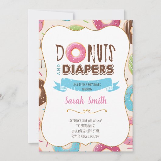 Donut baby shower uitnodiging (Voorkant)