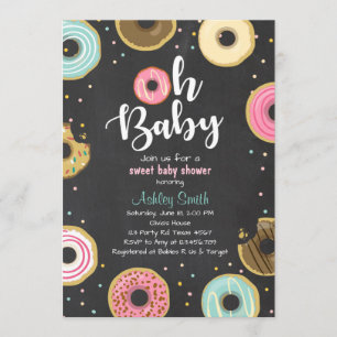 Donut Baby shower-uitnodiging Code douche Doughnut Kaart