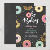 Donut Baby shower uitnodiging Coed shower Doughnut (Voorkant / Achterkant)