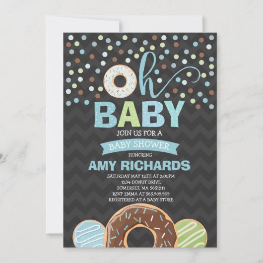 Donut Baby shower Uitnodiging Donut Sprinkle Showe (Voorkant)