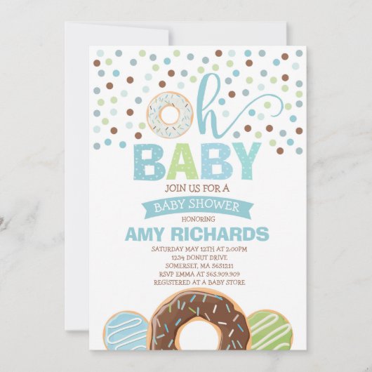 Donut Baby shower Uitnodiging Donut Sprinkle Showe (Voorkant)