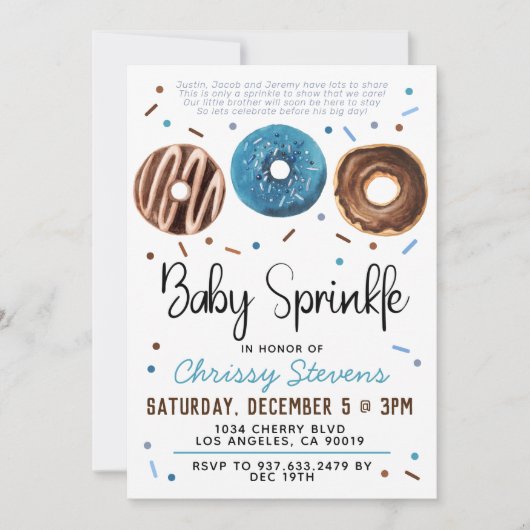 Donut Baby Sprinkle Baby shower Kaart (Voorkant)